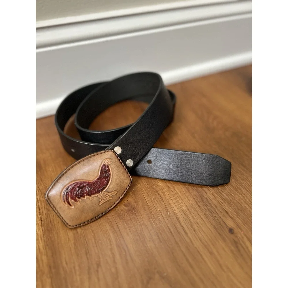 Express Italian Leather Belt ROOSTER Buckle 36
